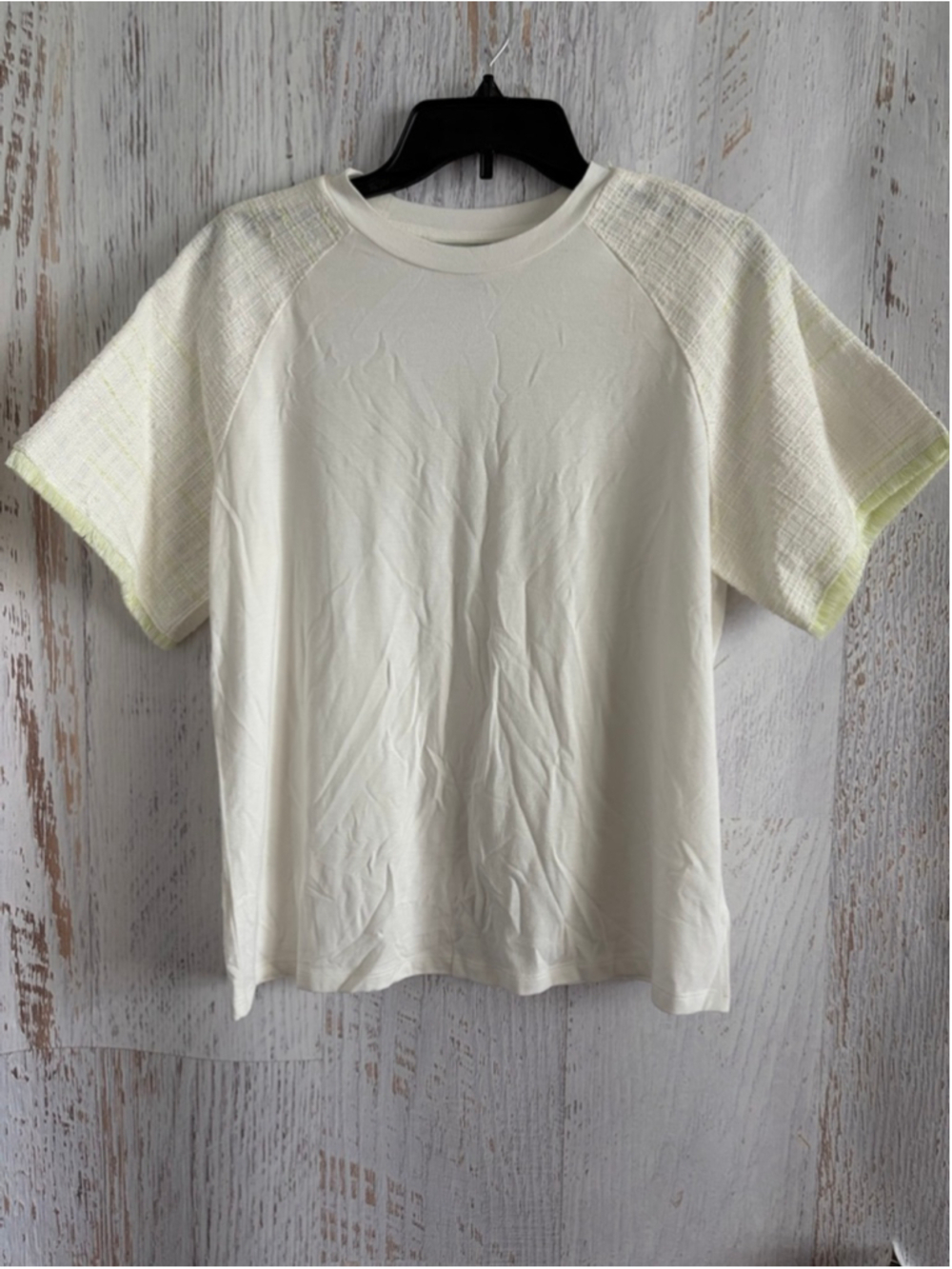 Women's RYEGRASS White & Yellow Short Sleeve Tee L